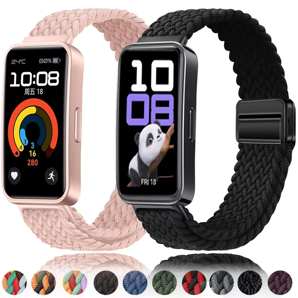 Nylon Watchband for Huawei Band 10 9 Magnetic Breathable Braided Bracelet Wristband for Huawei Band 9 Band 8 Replacement Parts