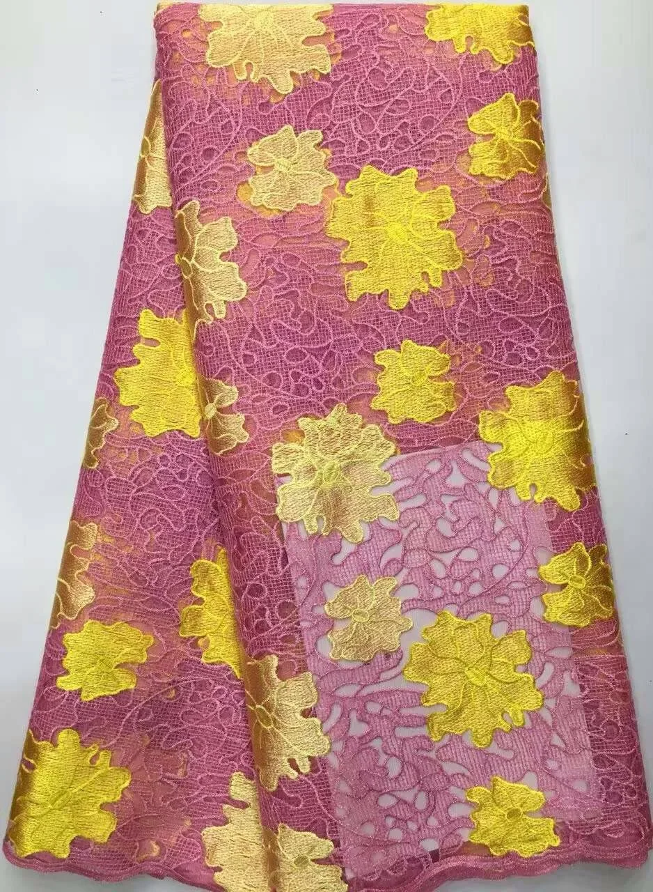 

High Quality African Cord Lace High Quality White African Tulle Lace Embroidery French Lace Fabric for Wedding Dress D862