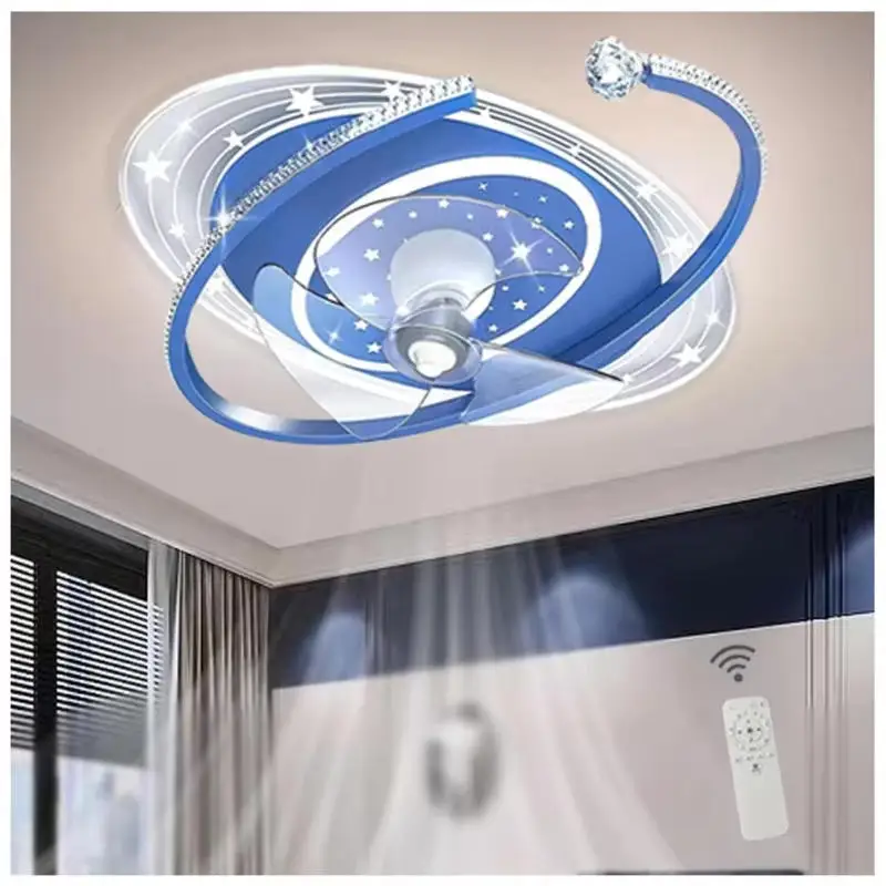 

Modern LED Ceiling Fans Light Stepless Dimming with Remote Control Fan Light, 6 File Adjustable Fans, for Bedroom Living Room
