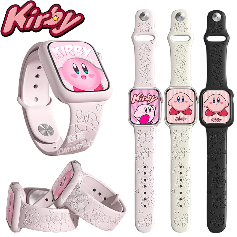 Kirby Bracelet pour Bracelet de montre 44mm 42mm 41mm 40 45mm 49mm 44 Mm Bracelet dessin animé Correa Iwatch série 9 7 SE 6 8 Ultra 2 bandes