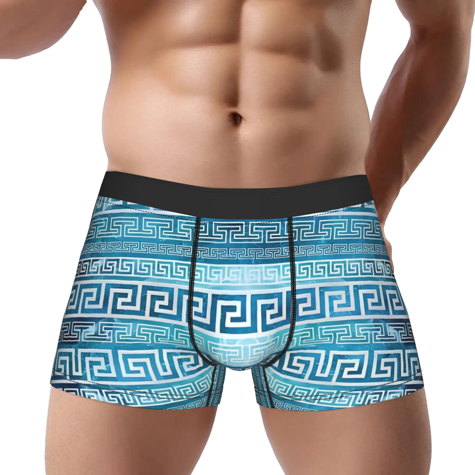 1piece Greek Meander Pattern Greek Key Ornament  Underpants Breathbale Panties Male Underwear Comfortable Shorts