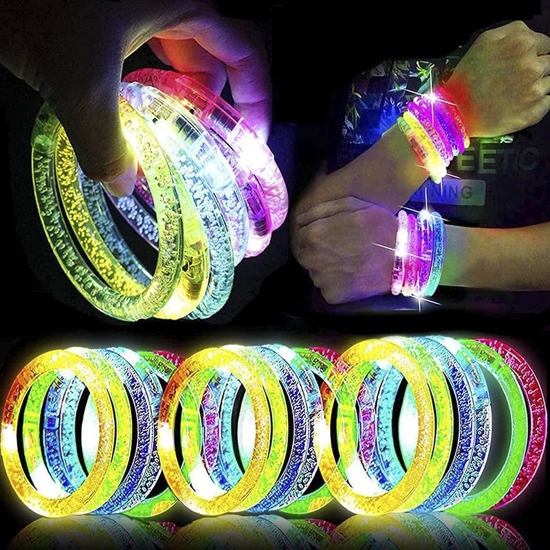 10/20/30Pcs LED Glow Bracelet Bangle Light Up Wristbands Glow in The Dark Party Supplies Neon Bracelet for Kids Adults