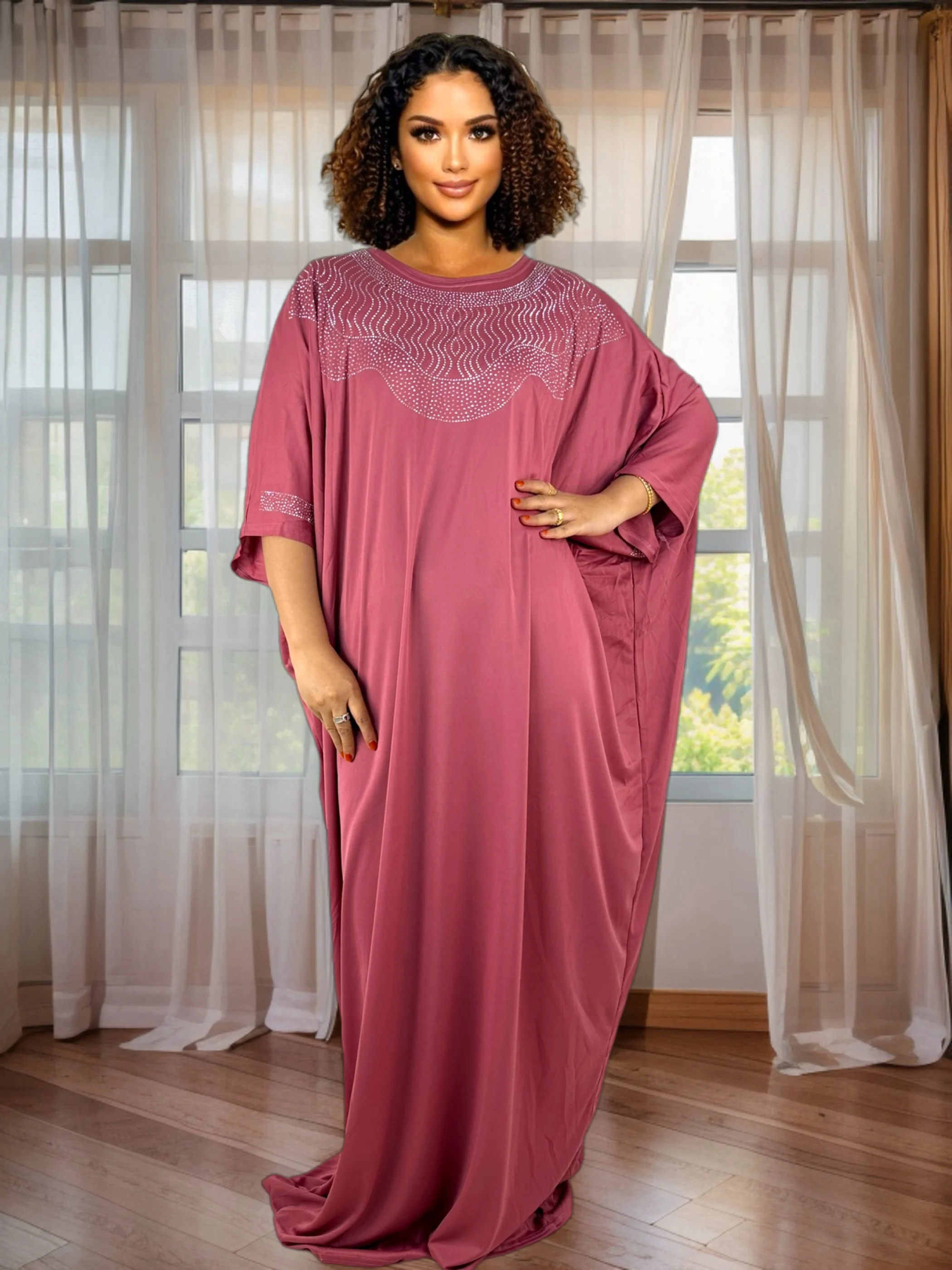 

Rhinestone Dress Evening Maxi Gown - Flattering Sparkly Prom Dress with Crystal Beading