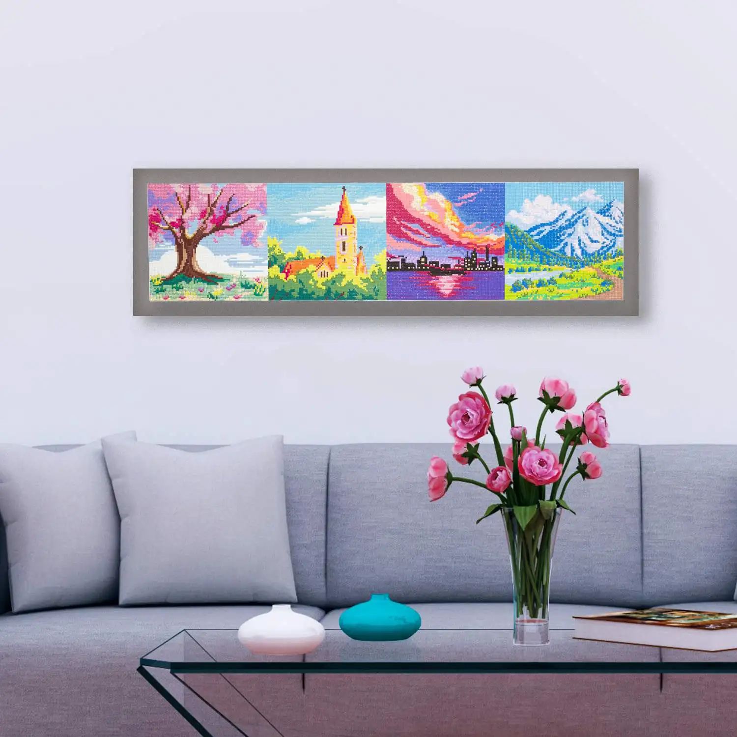 FOREVER YOUNG 5D DIY Diamond Painting Card Four Seasons Scenery Full Square with AB Beads for Beginners Craft Diamond Home Decor