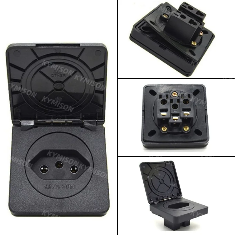 Brazil Waterproof Dustproof Industrial Socket 10A / 20A 250V IP44 AC Power Socket Power Connector Plug Electrical Socket