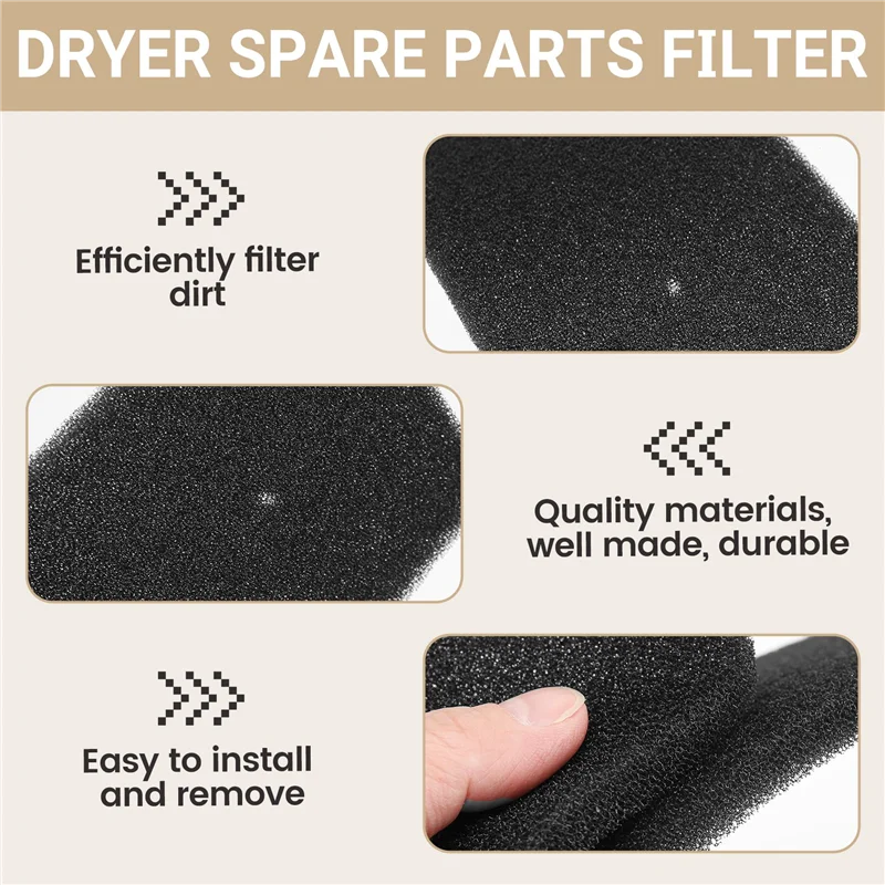 4 Piece Dryer Filter Black Replacement Parts For Candy/Hoover/Ostein/Fagor/House To House Heat Pump Dryer, Sponge Filter-A27I