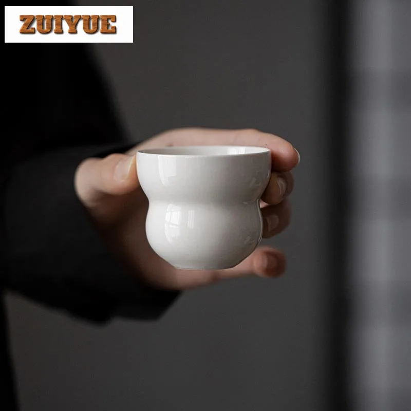 2pc/lot Plant Ash Teacup Handmade Gourd Master Tea Cup Japanese Style Kung Fu Set  Ancient Tea Bowl Chinese Tea Ceremony 80ML image 2
