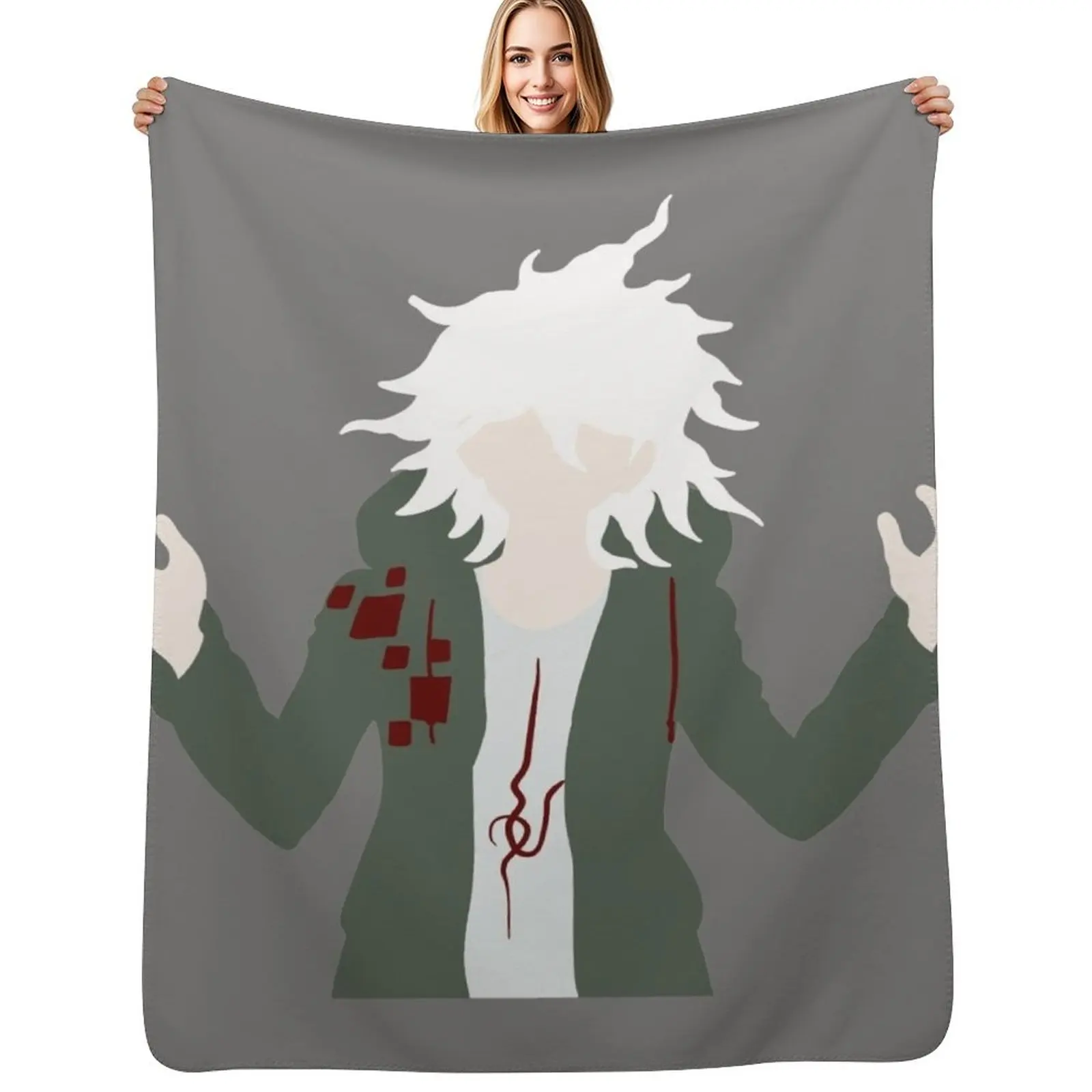 

Minimalistic Nagito Komaeda Throw Blanket Picnic Moving Tourist christmas gifts Blankets