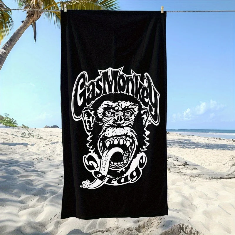 Retro Monkey Print Beach Towel – Extra Large, Super Absorbent & Lightweight – Perfect for Beach, Pool, Camping & Travel