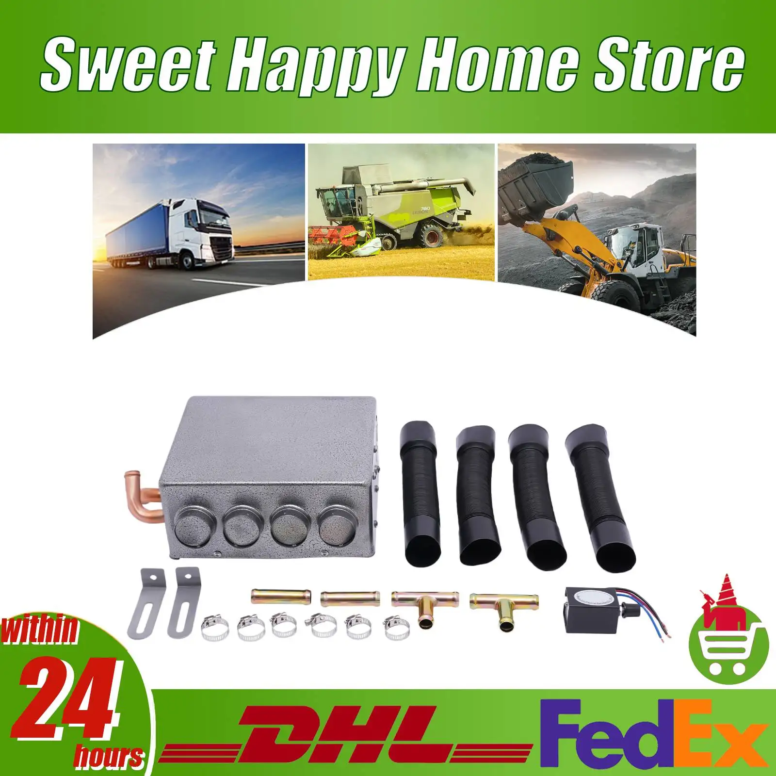 

12V Universal Auto Car Heater 12 thick copper pipes Four-Way Heater Suitable for Cars/ Trucks/ Ships/ RVs