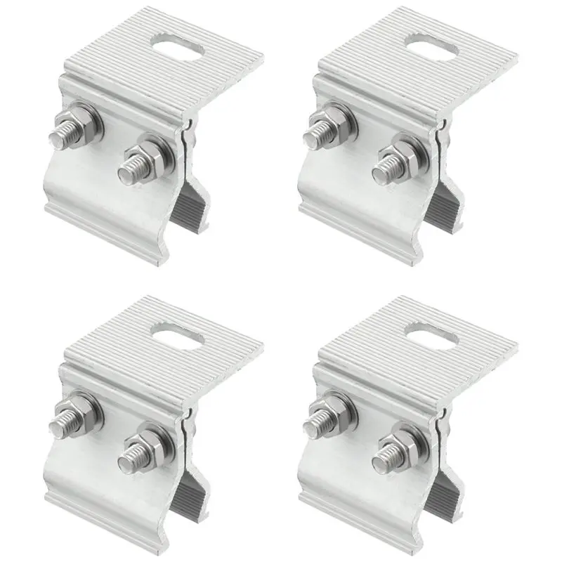 [NEWA76K!】 Aluminum Alloy For RV House Boat Framed Module Roof Mounting Bracket Kit 4Pcs Solar Panel Clamps