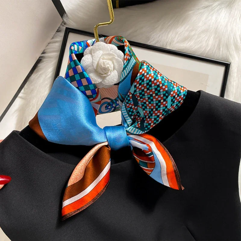 2023 New Square Silk Scarf for Men 53*53cm 100% Natural Silk Square Scarves Male Luxury Pure Silk Neckerchief Neck Scarf Bandana