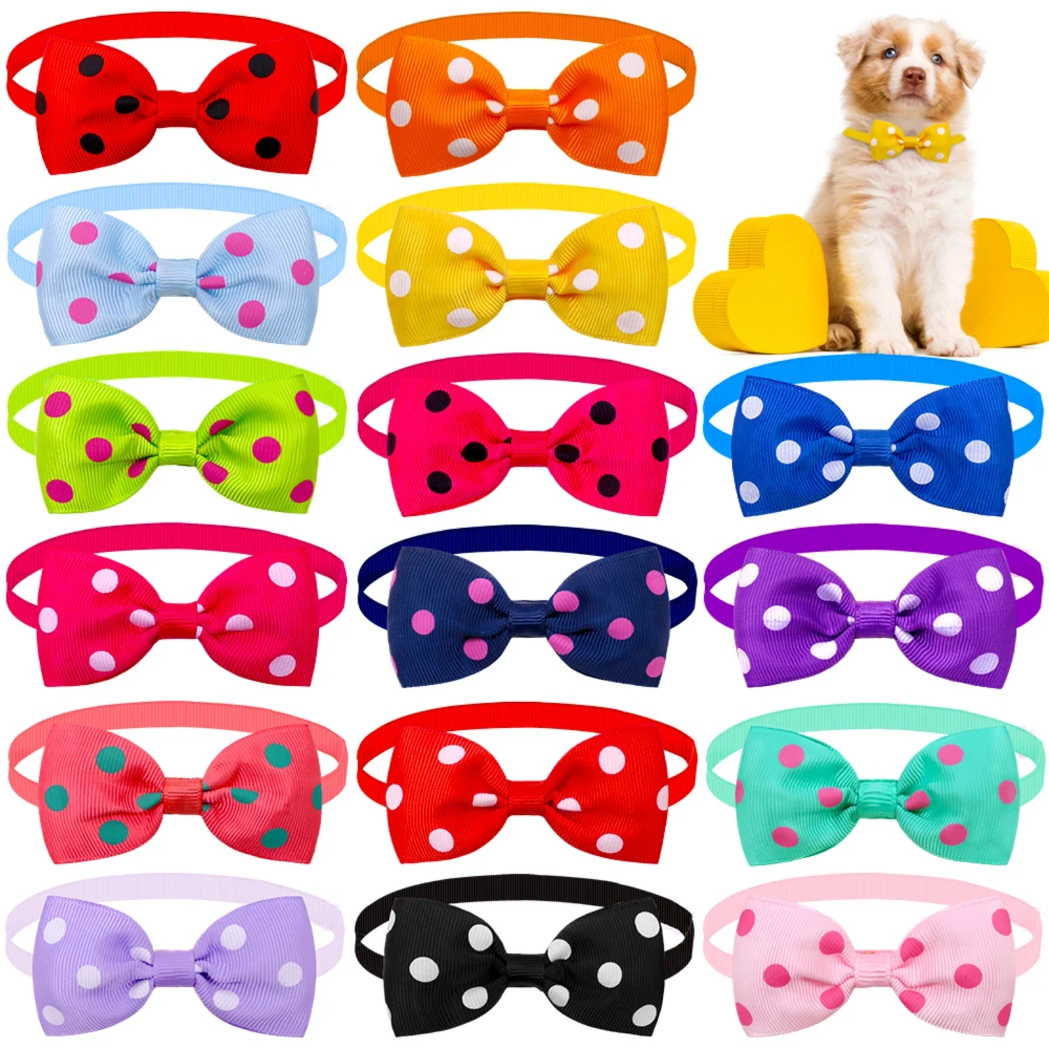 Dot Styles Dog Bowties Pets Dogs Grooming  Small Dog Bow Tie Collar Dog Grooming Accessories Pet Supplies Dog grooming bows bulk