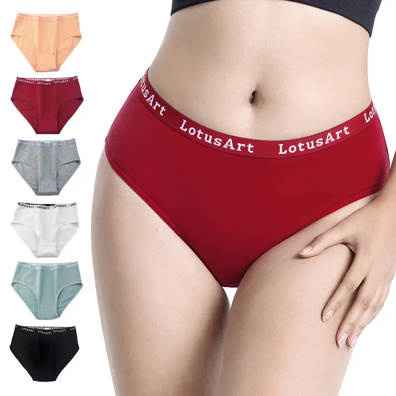 1PC Panties Women High Rise Briefs Solid Color Pantys Female Comfot Lingerie M-2XL Underpants Intimates Cotton Spandex