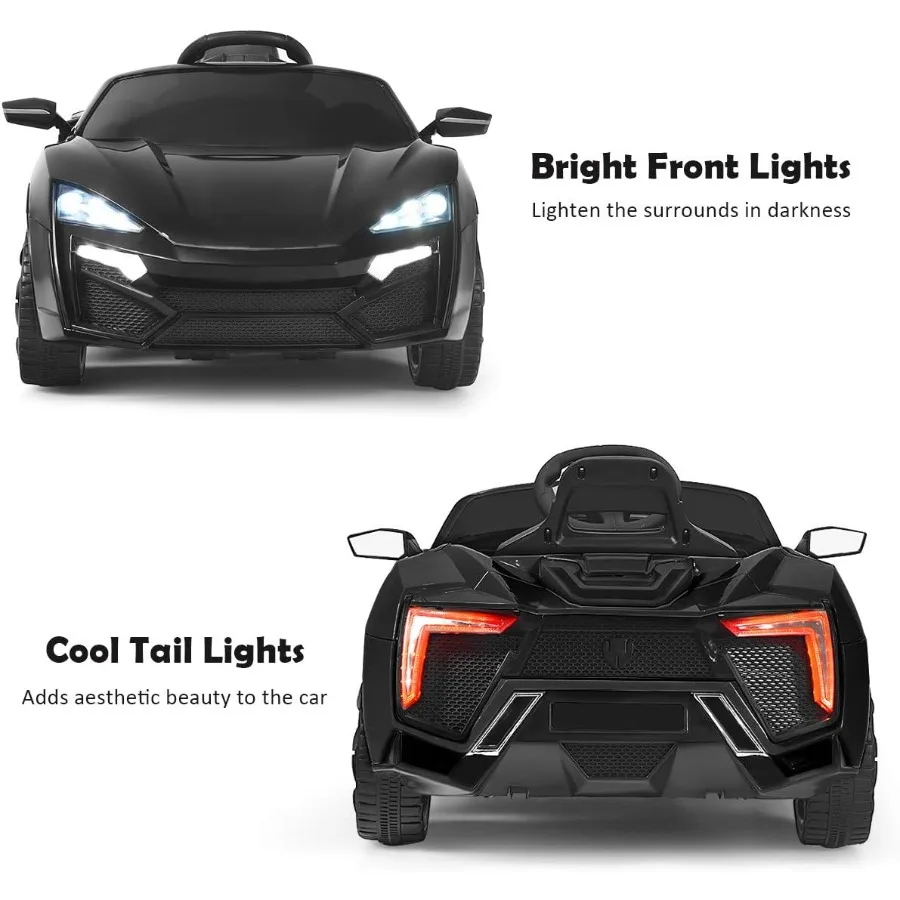 12Vバッテリー駆動の電動乗用玩具車、手動・リモコンモード、LEDライト、ホーン、音楽、MP3、USB、TFカード、3段階速度調整機能付き