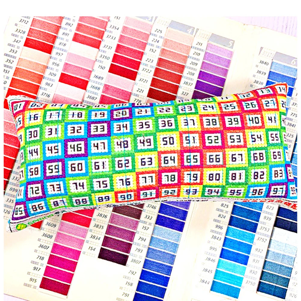 Number 1-98 Cross Stitch Embroidery Pin Cushion Colorful Needle Inserting Holder Rainbow Pillow Shaped Needlework DIY Crafts