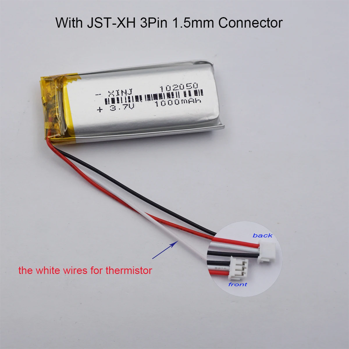 بطارية ليثيوم بوليمر 3.7 فولت 1000 مللي أمبير 3.7 وات في الساعة 3 أسلاك 102050   JST 3Pin 1.0 1.25 1.5 2.54 ملم لمكبر صوت بلوتوث DashCam GPS