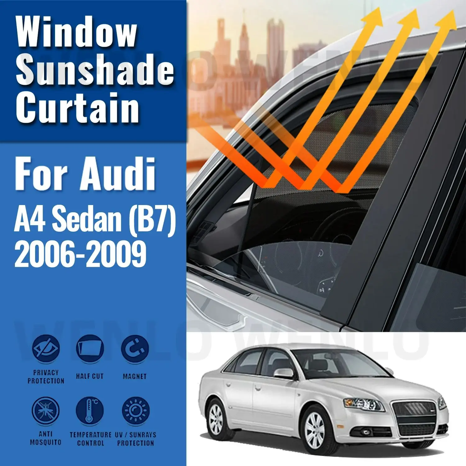 

For Audi A4 B7 Sedan 2006 2007 2008 2009 Car Sunshade Shield Front Windshield Frame Curtain Rear Side Window Sun Shades