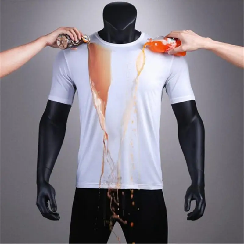 Nova T-Shirt do Verão Dos Homens Respirável Hidrofóbica Tecido Resistente À Mancha À Prova D' Água Cobre Inteligente Minimalista