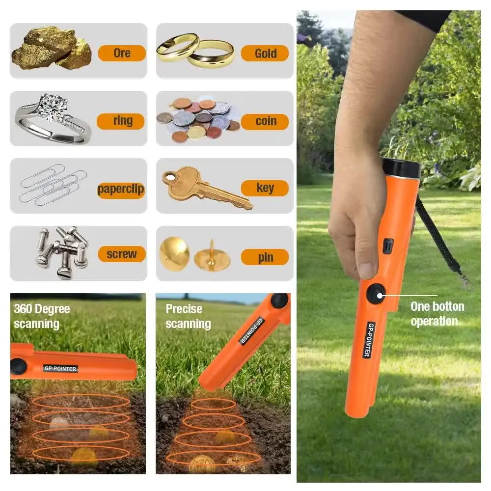 Portable Handheld Sensitive Metal Detector pointer Pinpointing waterproof 360°Scanning Locating For Outdoor Gold Digge