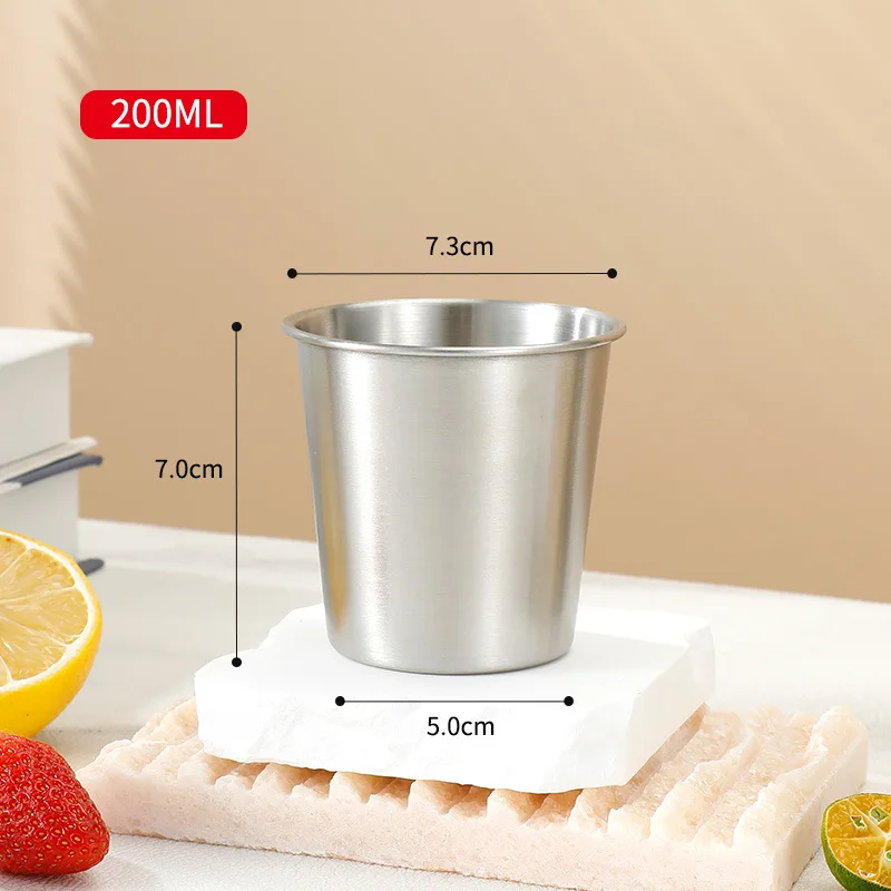 Bild 6: YFY 304 Edelstahlbecher mit gerolltem Rand, tragbarer Campingbecher, sturzsicherer, tragbarer Wasserbecher, einwandiger Becher für kalte Getränke