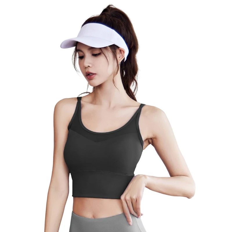 New Women's Sports Bra Gathered Without Yoga Steel Ring Running Fitness Vest Top Underwear