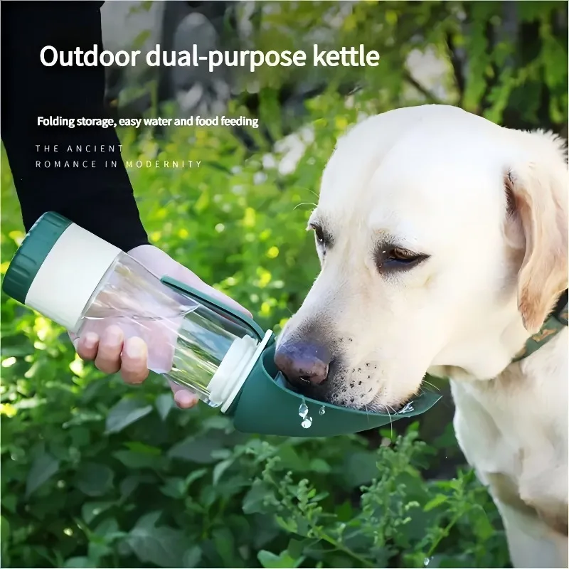 

Portable Dog Water Bottle Leak-Proof Travel 2-in-1 Silicone Feeder Bowl Food Container Outdoor Walking Hiking Camping