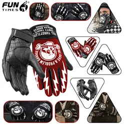 FUNTIMES Motorcycle Gloves Motorcycle Gloves Racing Long Hard Shell Leather Riding Gloves Thick Breathable Gloves