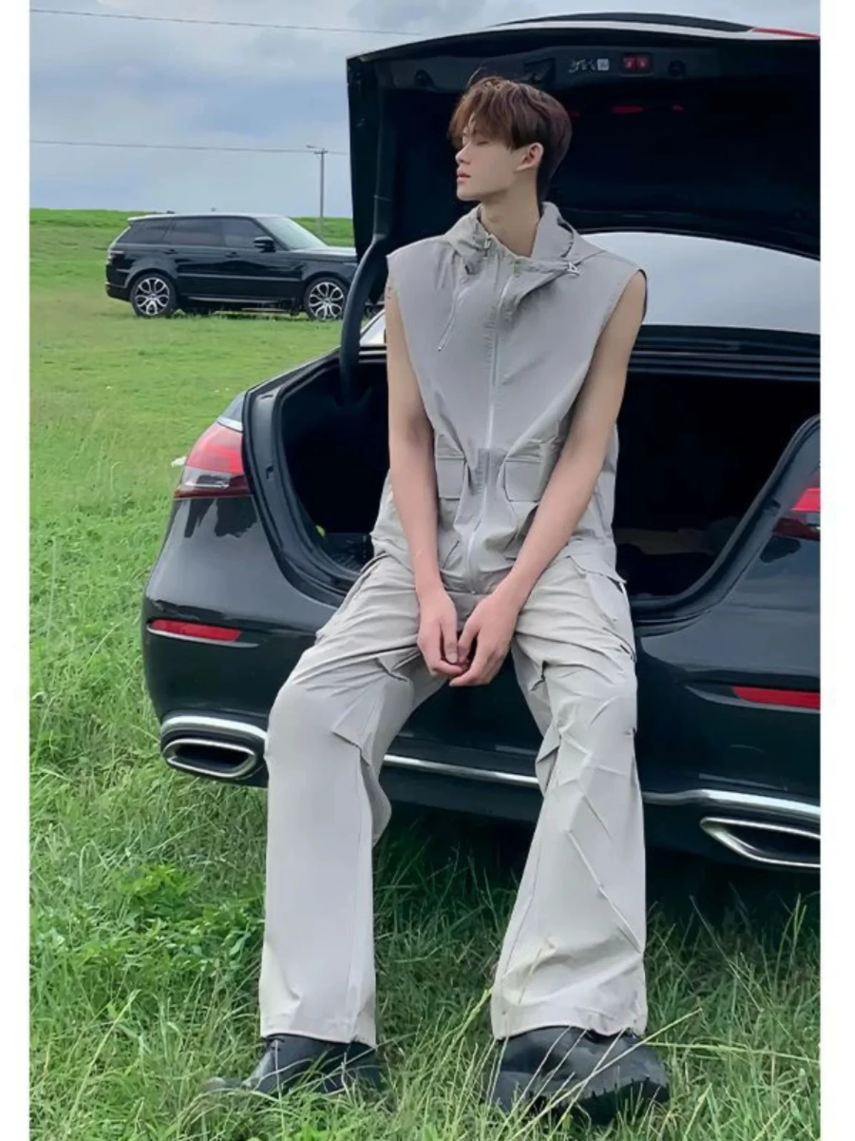 

Крутой летний комплект для защиты от солнца для мужчин: жилет и брюки, повседневная спортивная одежда из двух предметов, осенняя коллекция для подростков