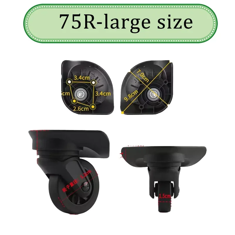 For Samsonite 75R Universal Luggage Wheel Replacement Kit with Metal Axle Heavy Duty Luggage Wheel Repair Parts 360° Spinner