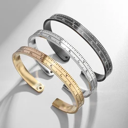 Stainless Steel Fashion Creative Ruler Bracelet Men's Cuff Bangles Women's Couple Pendant Jewelry Gift Accessories