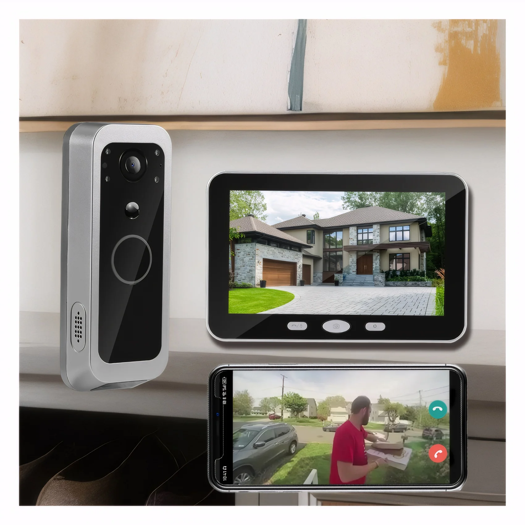 Yuezhe Tuya Smart Leben WiFi Video Türklingel PIR Kamera 2MP Outdoor Wasserdichte Drahtlose Tür Sicherheit Intercom System 5' Monitor