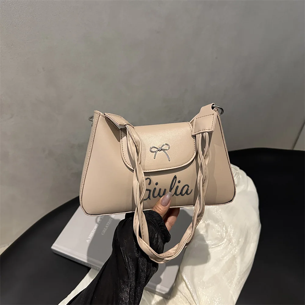 

Модная и высококачественная, настраиваемая сумка через плечо с вышивкой, новая сумка через плечо с бантом 2025, универсальная сумка-ведро для подмышек