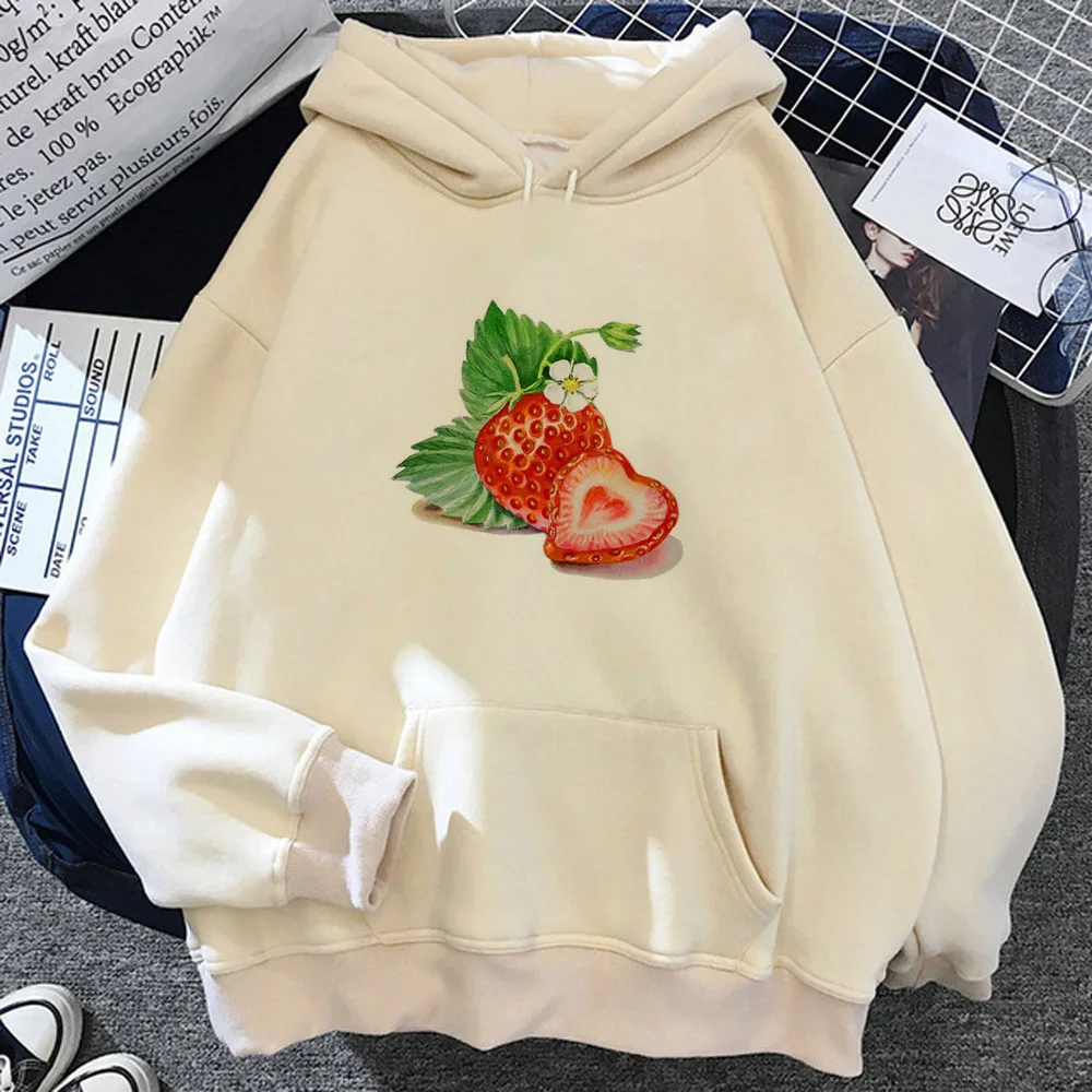 Strawberry hoodie modern style clothes for teens manga soft fabric youthful women hoddie pullover anime designer Japanese manga