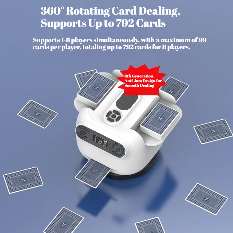 

Automatic Card Shuffler And Dealer Machine 360° Rotation Smart 2 In 1 Poker Shuffling Dealing Machine For Party Board Game