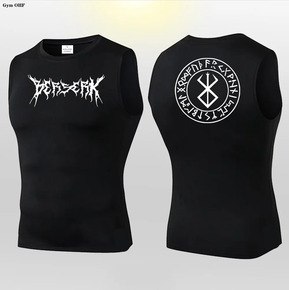 Anime Berserk Guts Print Compression Vest Men Gym Fitness Mens Vest Quick Dry Bodybuilding Tank Top Muscle Sleeveless Shirt