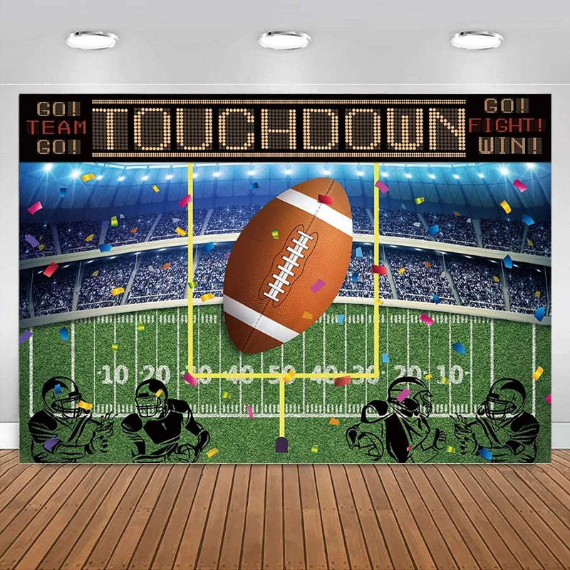 Super Bowl Football Backdrop Photography Rugby Sports Party Background American Football Field Banner Boy Kids Party Decoration