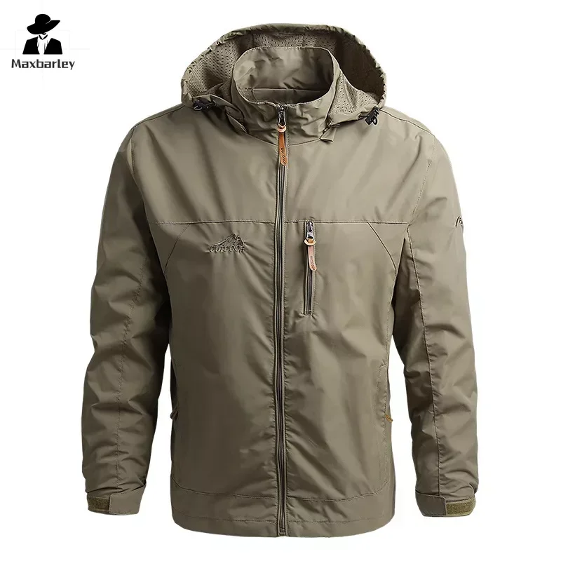 

5XL Men Waterproof Jackets Hooded Coats Male Outdoor Outwears Windbreaker Windproof Spring Autumn Jacket Fashion Clothing Coat