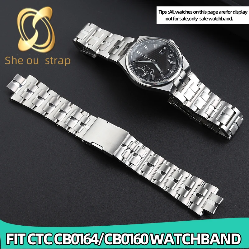 

24mm Stainles Steel Watchband For Citizen CB0164/CB0160 Steel Strip Men's Sports Strap Convex joint Watch Chain