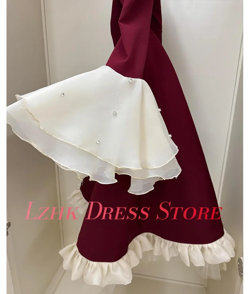 Изящное изящное вечернее платье трапециевидной формы с кристаллами и оборками по индивидуальному заказу, темпераментное платье для выпускного вечера длиной до щиколотки с длинными рукавами