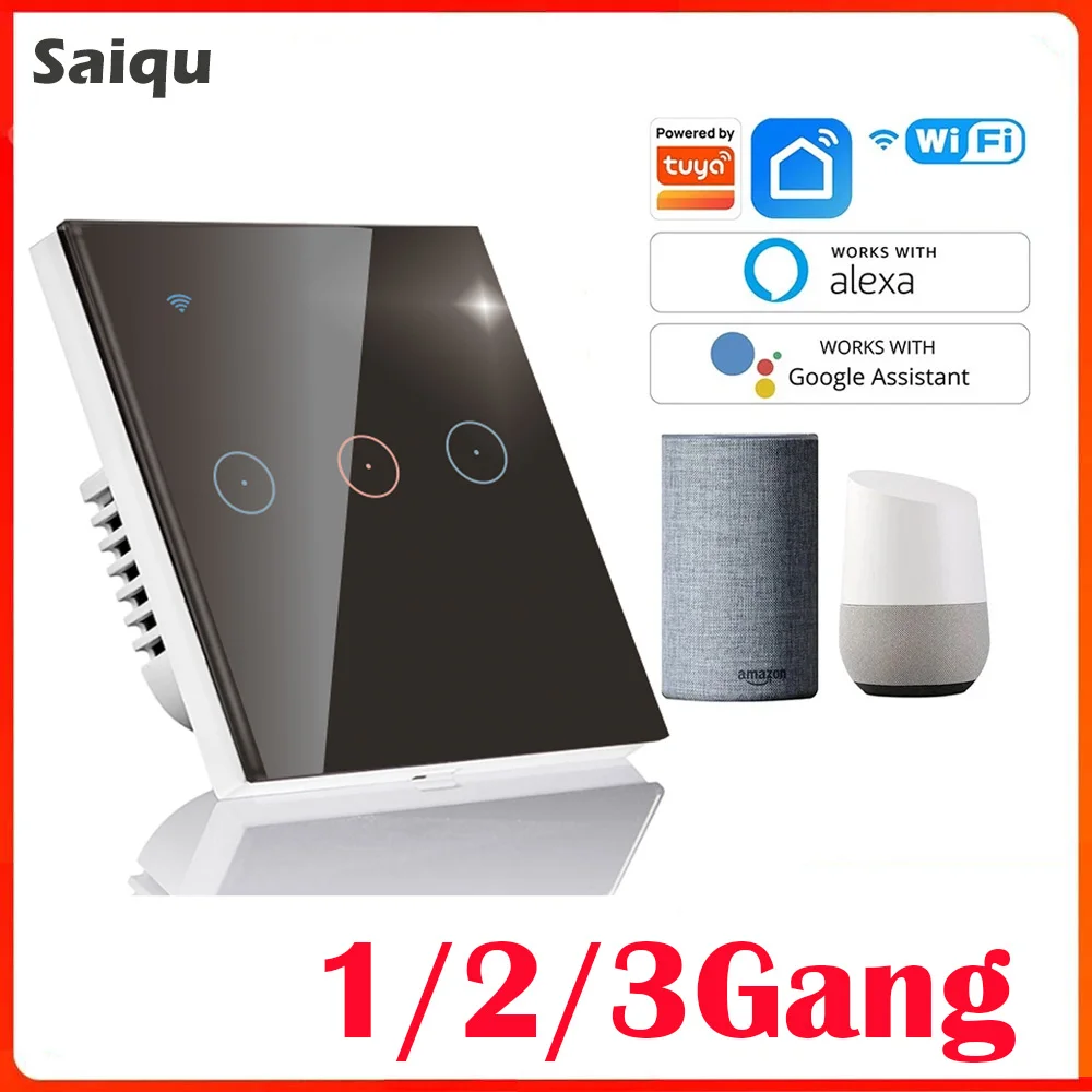 واي فاي الجدار اللمس الحساسة التبديل التحكم عن بعد 1 2 3 عصابة اللاسلكية مصباح ليد شاشة تعمل باللمس الذكية التبديل الزجاج