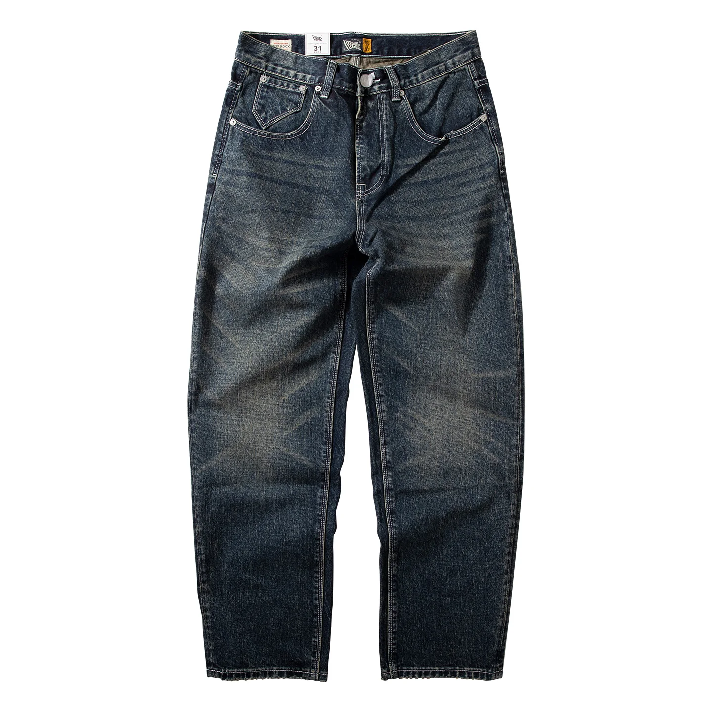 

2026 Spring New American Retro Heavyweight High-end Comfort Jeans Men's Fashion 95% Cotton Washed Old Straight Casual Pants