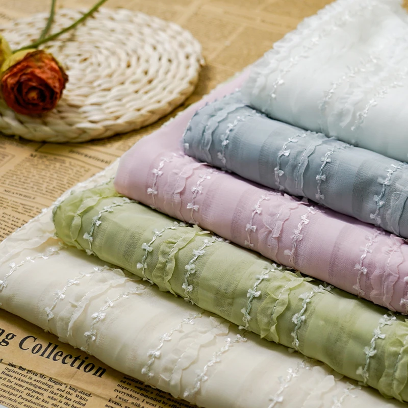 Soft and Lightweight Chiffon Stripe Woven Fabric for Clothing and Drees Making By The Meter Sewing Accessories