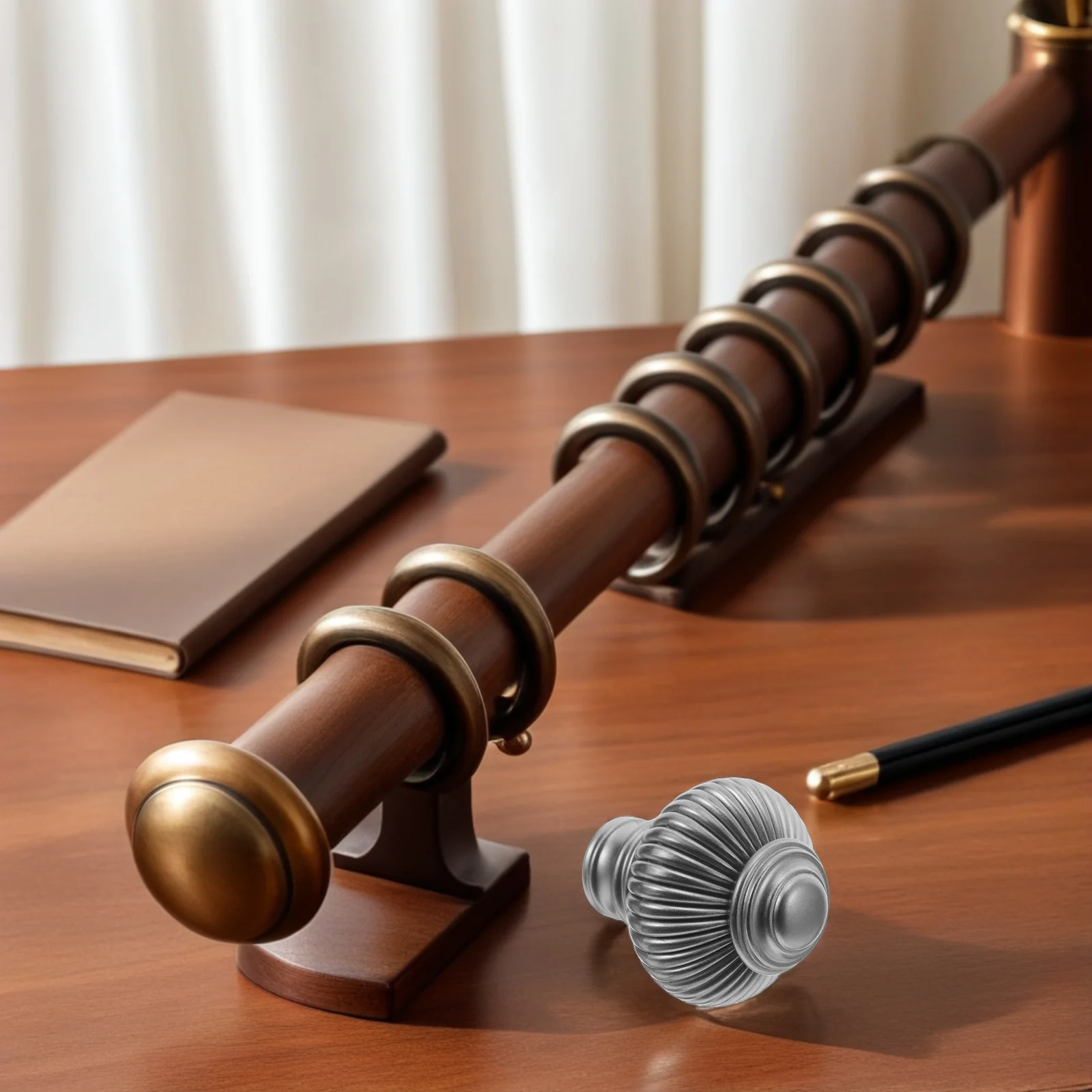 

2Pcs Curtain Rod Finials Plastic Replacement End Caps Easy Install Drapery Rod Finials for Office Living Room Bathroom