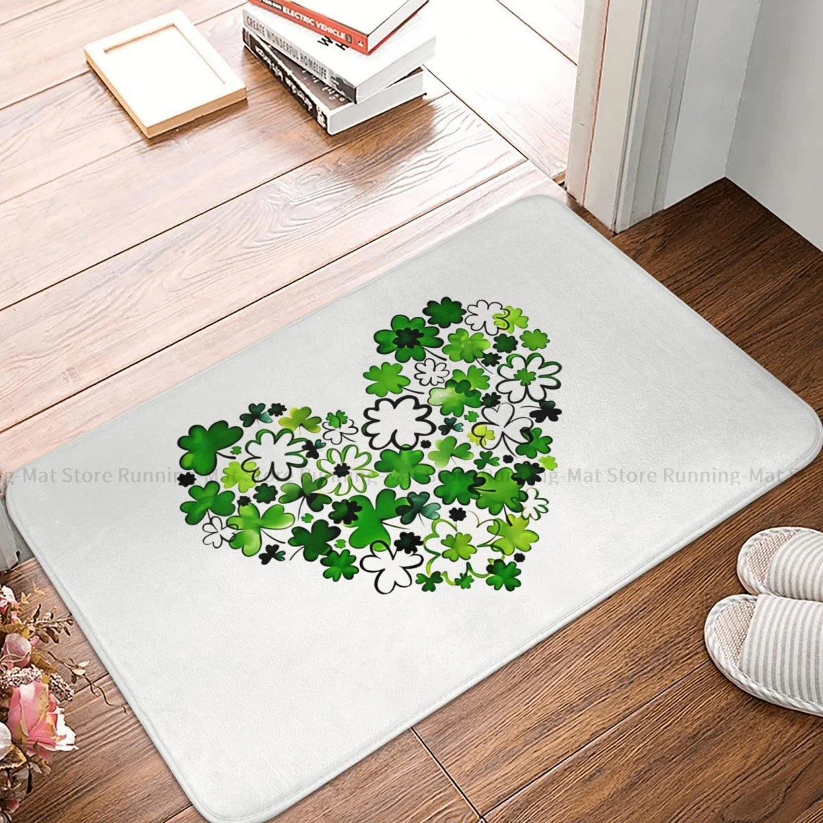 St Patrick's Day Non-slip Doormat Heart Shamrocks Living Room Bedroom Mat Prayer Carpet Home Pattern Decor