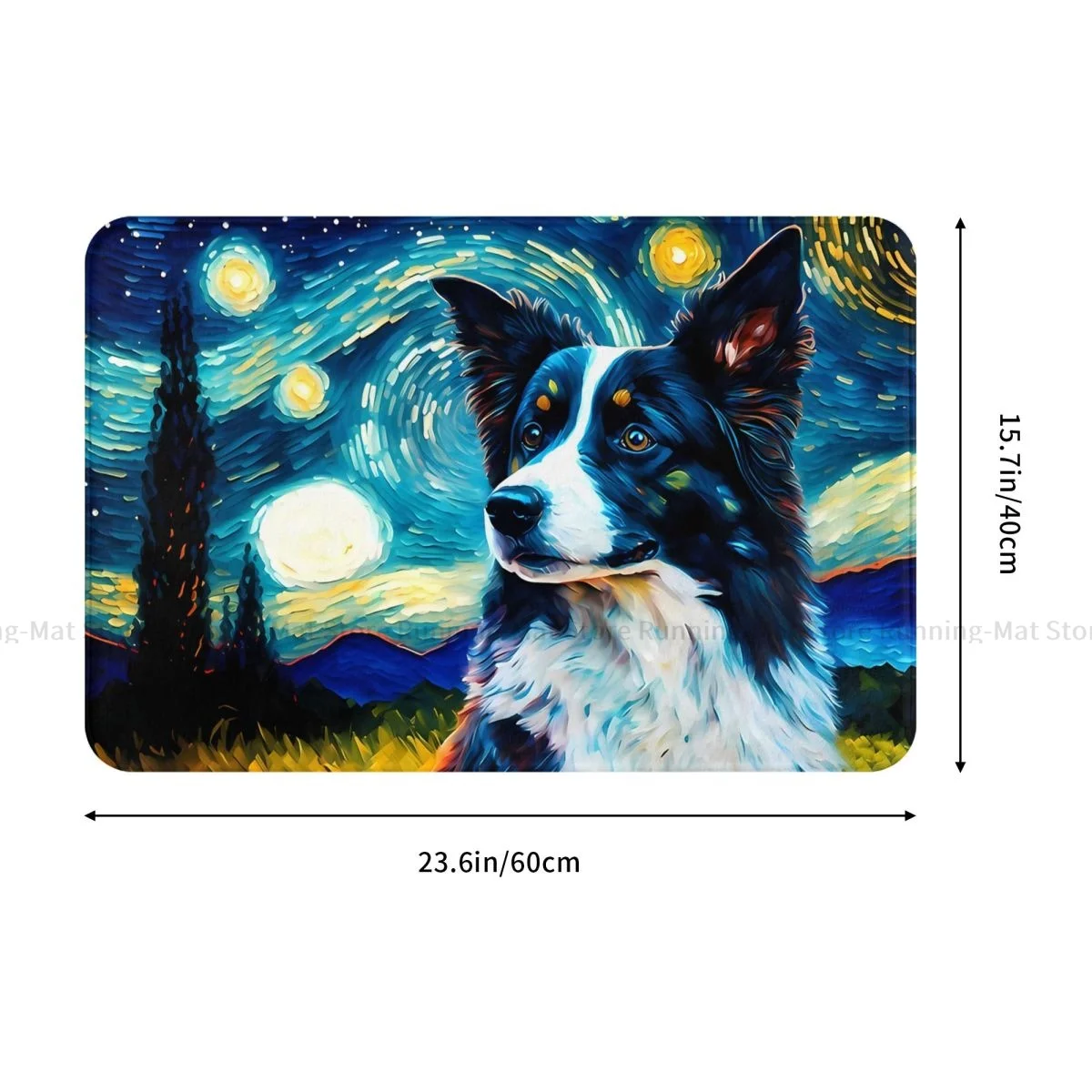 Border Collie Pet Dog Non-slip Doormat Starry Night Bath Bedroom Mat Welcome Carpet Flannel Modern Decor