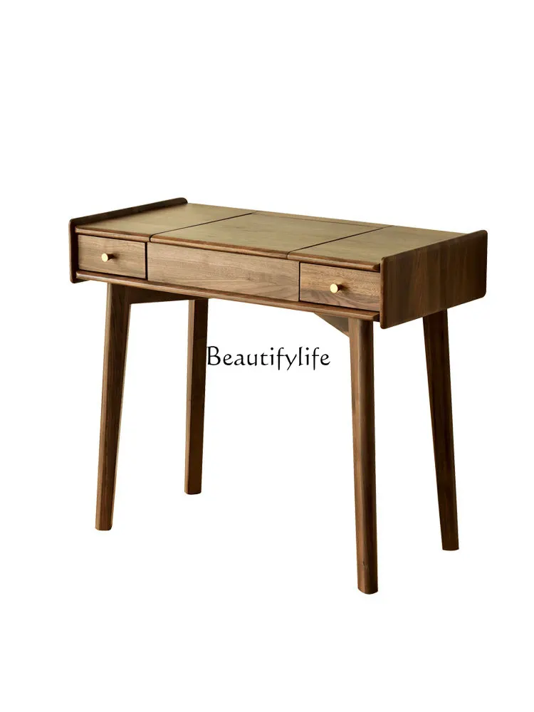 

Nordic Minimalism Solid Wood Dressing Table Bedroom Modern Minimalist Japanese Style Makeup Table Desk Integrated