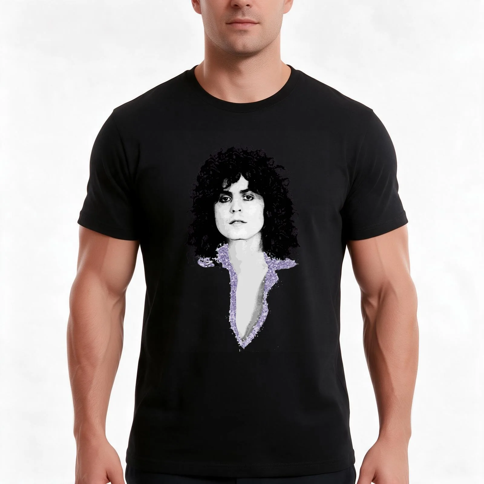 T-Rex Marc Bolan - portrait T-Shirt, Summer Casual Cotton Tee, Oversized Streetwear Tops, Vintage Graphic Print, 100% Cotton