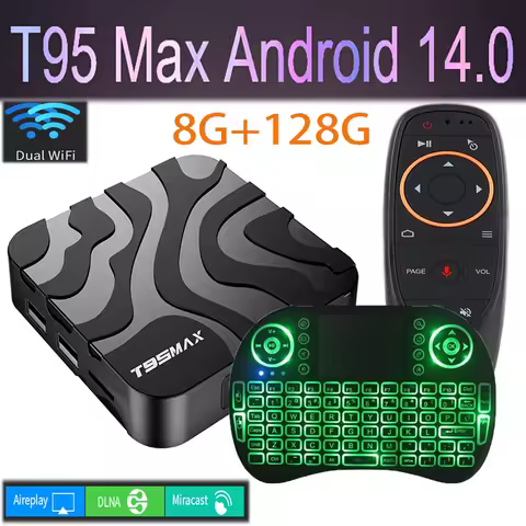 2024 T95 Pro Smart TV Box - Android 14, Allwinner H616, 6K Ultra HD, 4GB RAM + 64GB/128GB, Dual WiFi, Set-Top Streaming Player