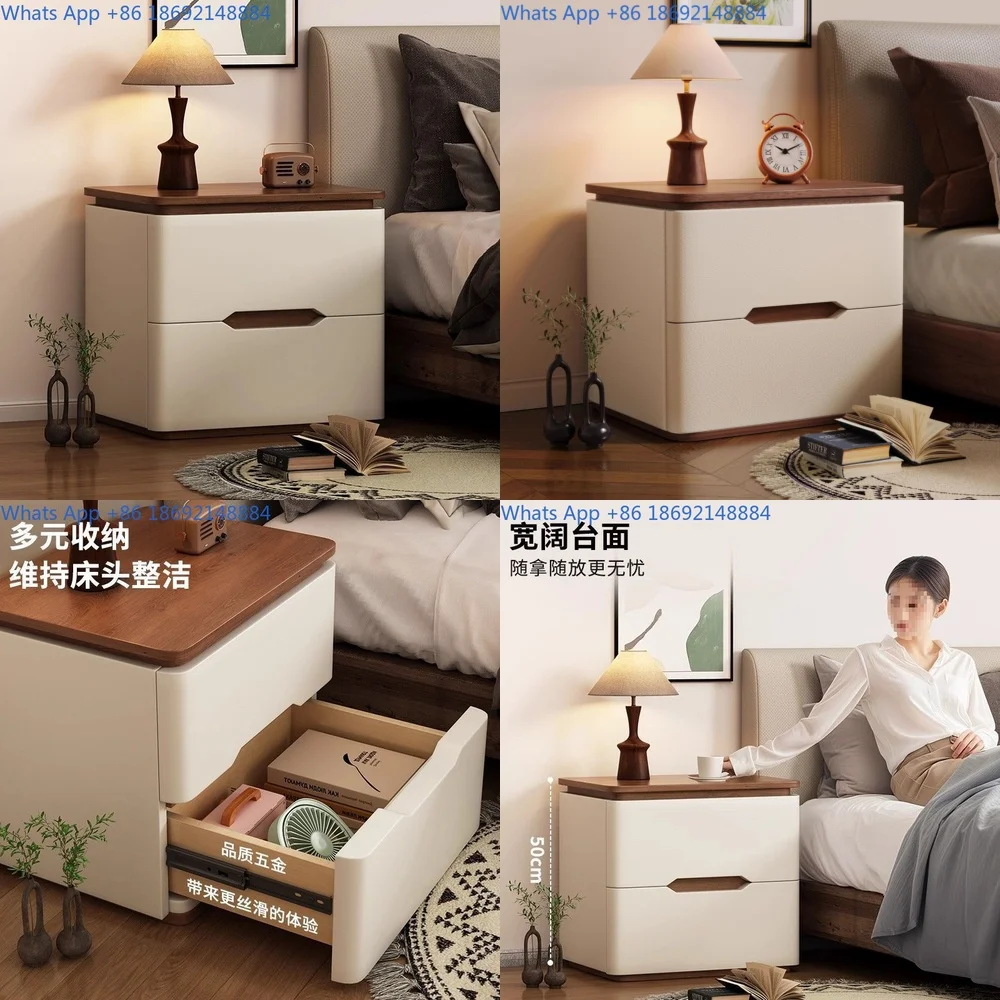

Bedside Solid Wood 2025 New Simple Vintage Cream Style Chinese Environmental Protection Grade